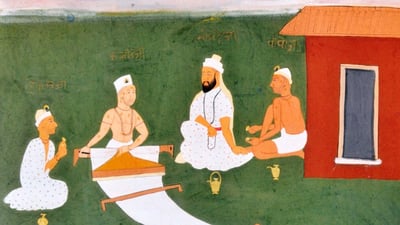 Bing wallpaper June 16, 2019. Kabir with Namdeva, Raidas and Pipaji. Jaipur, early 19th century (© The Picture Art Collection/Alamy Stock Photo)