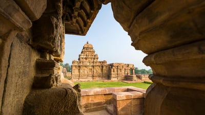 Bing wallpaper September 28, 2023. The Sangameswara Temple is part of the the former capital Kisuvolal of the Chalukya Dynasty (© Frank Bienewald/Alamy Stock Photo)
