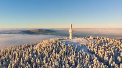 Bing wallpaper February 27, 2021. Aerial view of the Ochsenkopf and Schneeberg mountains, Bavaria, Germany (© Felix Meyer/Adobe Stock)