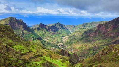 Bing wallpaper July 5, 2021. Serra da Malagueta mountains on Santiago Island, Cabo Verde (© Samuel Borges Photography/Shutterstock)