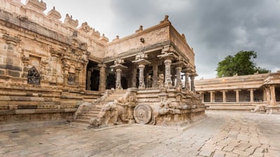 Bing wallpaper May 26, 2024. Airavatesvara Temple at Darasuram, Tamil Nadu, built by Chola kings (© Narayan Kumar Photography/Shutterstock)