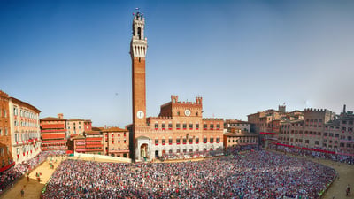 Bing wallpaper July 1, 2026. Palio di Siena, Italia (© Dave Benett/Getty Images)
