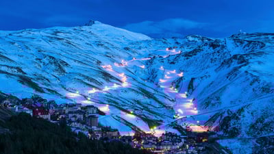 Bing wallpaper January 3, 2021. Pradollano ski resort, Sierra Nevada National Park, Andalusia, Spain (© NTCo/iStock/Getty Images Plus)