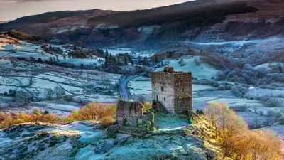 Bing wallpaper January 3, 2020. Dolwyddelan Castle, Snowdonia National Park, Conwy, Wales (© Sebastian Wasek/Sime/eStock Photo)
