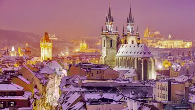 Bing wallpaper January 2, 2022. Skyline of Prague, Czech Republic (© benkrut/Getty Images)