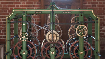 Bing wallpaper October 26, 2019. Altes Uhrwerk der Kirchturmuhr (1910 bis 1978) in der St. Michaeliskirche, Lüneburg, Niedersachsen, Deutschland (© Helmut Meyer zur Capellen/imageBROKER/Shutterstock)