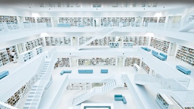 Bing wallpaper April 23, 2023. Stuttgart Public Library, Germany (© Axel Brunst/Tandem Stills + Motion)