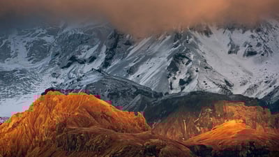 Bing wallpaper January 23, 2020. Sunlit ridges against volcanic scree on Eyjafjallajökull, a volcano in Iceland (© Erlend Haarberg/Minden Pictures)