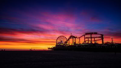 Bing wallpaper September 5, 2025. Pacific Park at Santa Monica State Beach, California (© EXTREME-PHOTOGRAPHER/Getty Images)