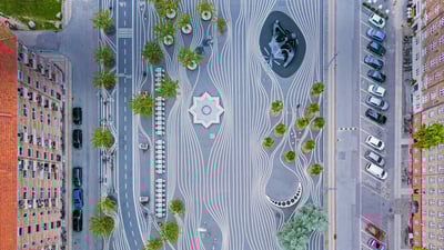 Bing wallpaper February 10, 2020. Aerial view of Superkilen, a park in Copenhagen, Denmark (© Oliver Förstner/Alamy)