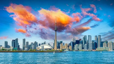 Bing wallpaper September 5, 2024. Toronto city skyline seen from Lake Ontario, Canada (© Roberto Machado Noa/Getty Images)