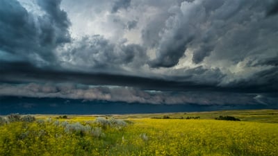 Bing wallpaper August 10, 2019. A thunderstorm rolls across Theodore Roosevelt National Park in North Dakota, USA (© Judith Zimmerman/Danita Delimont)