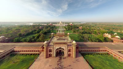 Bing wallpaper June 3, 2021. Aerial view of Taj Mahal in Agra, India (© Amazing Aerial Agency/Offset by shutterstock)