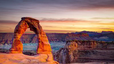 Bing wallpaper May 8, 2023. Delicate Arch, Arches National Park, Utah (© Mark Brodkin Photography/Getty Images)