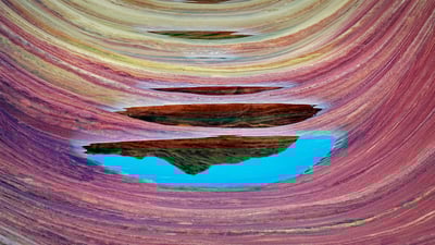 Bing wallpaper February 5, 2021. Sandstone formation and pools of water in The Wave, Paria Canyon-Vermillion Cliffs National Monument, Arizona, USA (© Dennis Frates/Alamy)