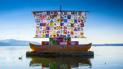 Bing wallpaper September 21, 2020. The Ship of Tolerance, an international art installation in Zug, Switzerland (© Linda Kennard/Alamy)
