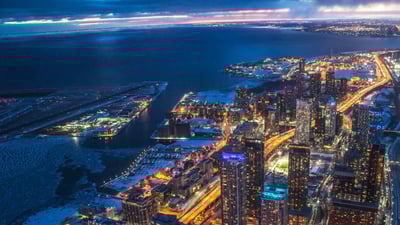 Bing wallpaper December 7, 2024. Lake Ontario in the winter season, Toronto (© Brendan Riley/Shutterstock)
