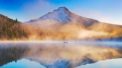 Bing wallpaper July 29, 2019. Trillium Lake in Mount Hood National Forest, Oregon (© Frank Krahmer/Getty Images)