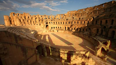 Bing wallpaper August 22, 2023. Amphitheatre of El Jem, Tunisia (© Westend61/Getty Images)