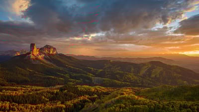 Bing wallpaper October 18, 2019. Chimney Rock and Uncompahgre National Forest, Colorado (© Cory Marshall/Tandem Stills + Motion)