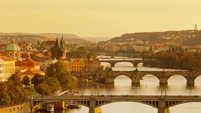 Bing wallpaper November 17, 2019. For the 30th anniversary of the Velvet Revolution, bridges over the Vltava River, Prague, Czech Republic (© Markus Lange/Offset)