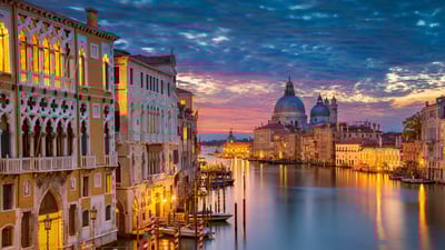 Bing wallpaper February 3, 2024. Grand Canal with Santa Maria della Salute Basilica, Venice, Italy (© RudyBalasko/Getty Images)