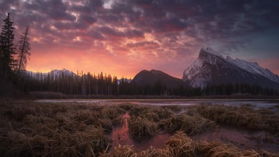 Bing wallpaper January 6, 2024. Vermilion Lakes, Banff, Canada (© Carlos Fernandez/Moment/Getty Images)