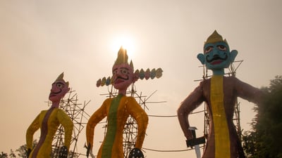 Bing wallpaper October 23, 2023. Dussehra festival celebration in India (© im a photographer and an artist/Getty Images)