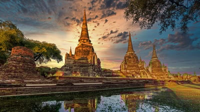 Bing wallpaper April 13, 2021. Wat Phra Si Sanphet, Ayutthaya Historical Park, Ayutthaya, Thailand (© travelstock44/Alamy)