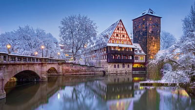 Bing wallpaper March 4, 2022. Weinstadel on Pegnitz river, Nuremberg, Germany (© Reinhard Schmid/Huber/eStock Photo)