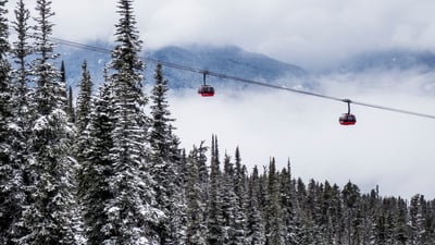 Bing wallpaper February 15, 2021. Ski lifts in Whistler, B.C. (© Ben Girardi/Cavan Images)