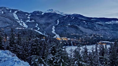 Bing wallpaper April 9, 2024. Whistler Mountain in the creekside of Whistler (© Insight Photography/Design Pics/Getty Images)