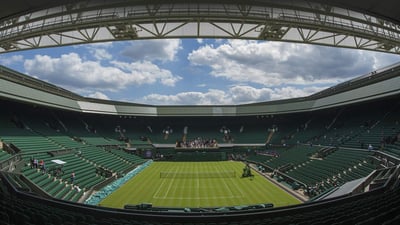 Bing wallpaper July 2, 2023. Ground View of Centre Court, Wimbledon Tennis Championships, A.E.L.T.C, London, Britain (© Mark Greenwood/Ips/Shutterstock)