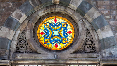 Bing wallpaper January 17, 2020. Colourful stained-glass window at the CST railway station (earlier Victoria Terminus), Mumbai (© Natalie Solveland/Alamy Stock Photo)