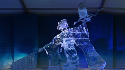 Bing wallpaper January 30, 2026. 'Kimono' sculpted by Hiroaki Kimura and Masaki Takahashi of Japan, Winterlude 2010 (© PensiveDragon/Shutterstock)