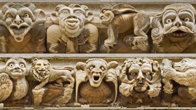 Bing wallpaper October 31, 2021. Grotesques at York Minster, North Yorkshire, England (© John Potter/Alamy)