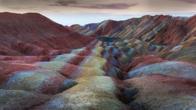 Bing wallpaper July 13, 2023. Zhangye Danxia National Geopark, Gansu province, China (© TONNAJA/Getty Images)