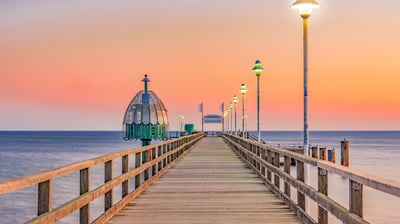 Bing wallpaper July 28, 2021. Zinnowitz pier, Usedom island, Germany (© Frank Günther/Getty Images)